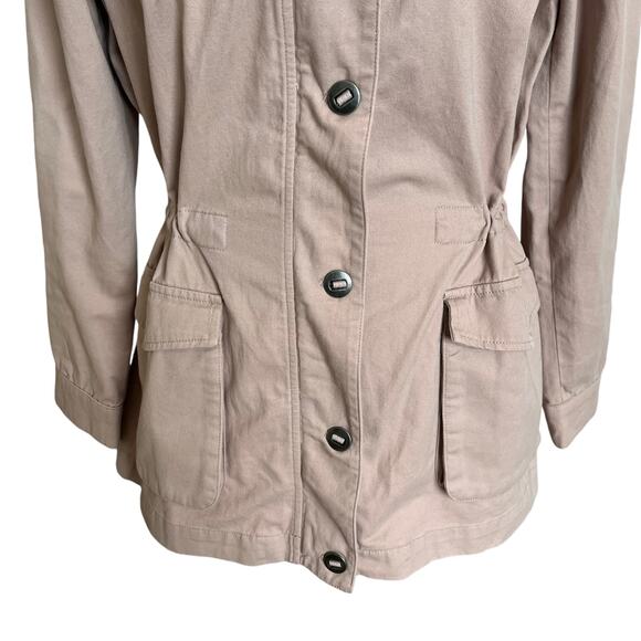 Coldwater Creek Jacket Medium Mauve PInk Cotton Drawstring Utility Zip Buttons - Picture 3 of 12